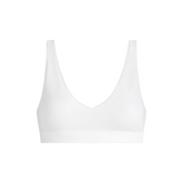 Stretch Cotton V-Neck Bralette | White