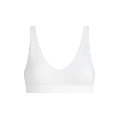 Stretch Cotton V-Neck Bralette | White