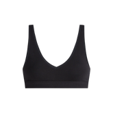 Stretch Cotton V-Neck Bralette | Black
