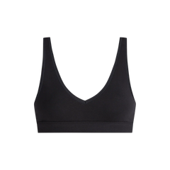 Stretch Cotton V-Neck Bralette | Black