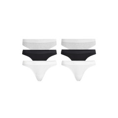 Stretch Cotton Mid-Rise Thong 6-Pack | Cotton Classic pack