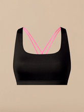 Breathe Strappy Back Bralette | Black/Knockout Pink