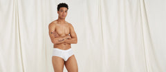 Stretch Cotton Brief w/ Fly | White