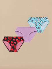 UltraModal™ Kids FeelFree Girls Bikini Brief 3-Pack | Heart Pack