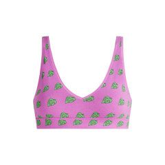 Stretch Cotton V-Neck Bralette | Monstera Leaf