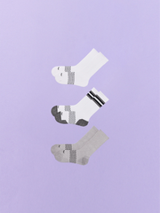 Essential Crew Sock 3-Pack | White/Heather Grey/White Stripe Pack