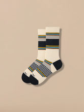 Essential Crew Sock | Ivory Black Multi Stripe