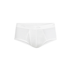 Stretch Cotton Brief w/ Fly | White
