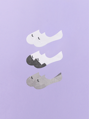 Essential No Show Sock 3-Pack | White/Heather Grey/White Stripe Pack