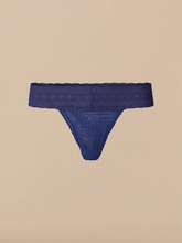 All Over Lace Low-Rise Thong | Navy Feather