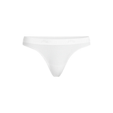 Stretch Cotton Mid-Rise Thong | White