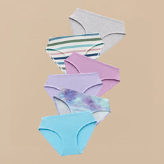 UltraModal™ Kids FeelFree Girls Bikini Brief 6-Pack | Galaxy Stripe Pack