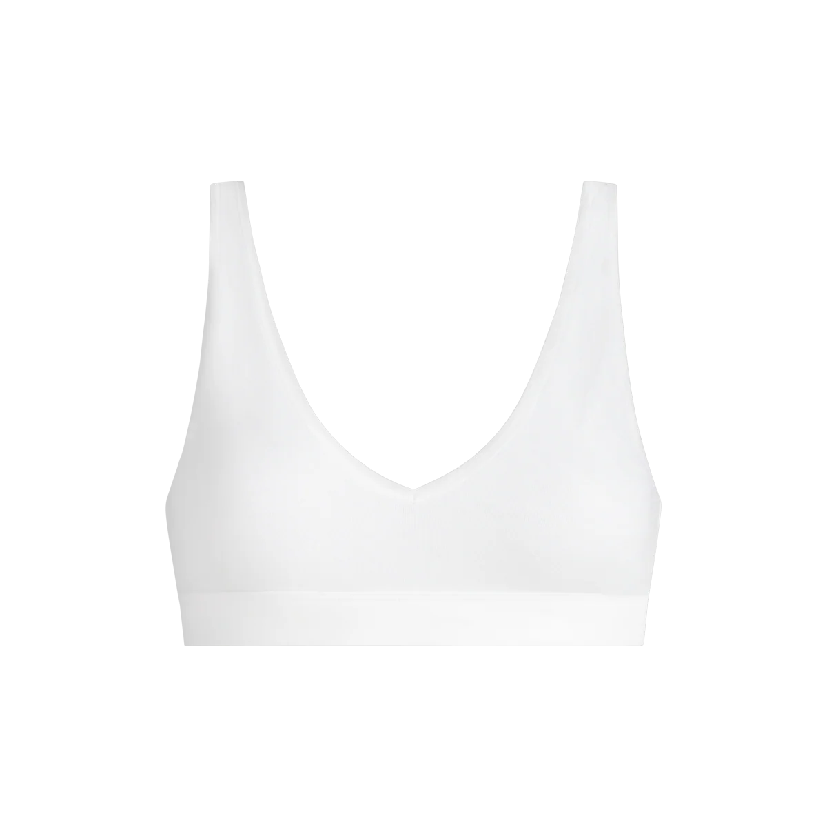 Stretch Cotton V-Neck Bralette | White