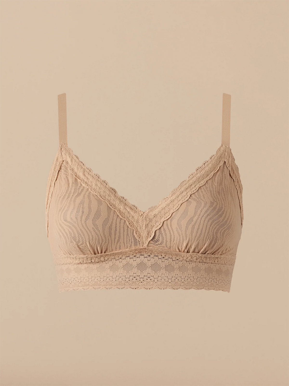 All Over Lace Longline Bralette | Latte Zebra
