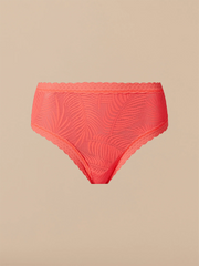 All Over Lace High-Waist Brief | Fiery Coral