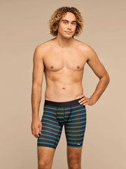 Breathe Long Boxer Brief w/ Fly | Blue Light Stripes