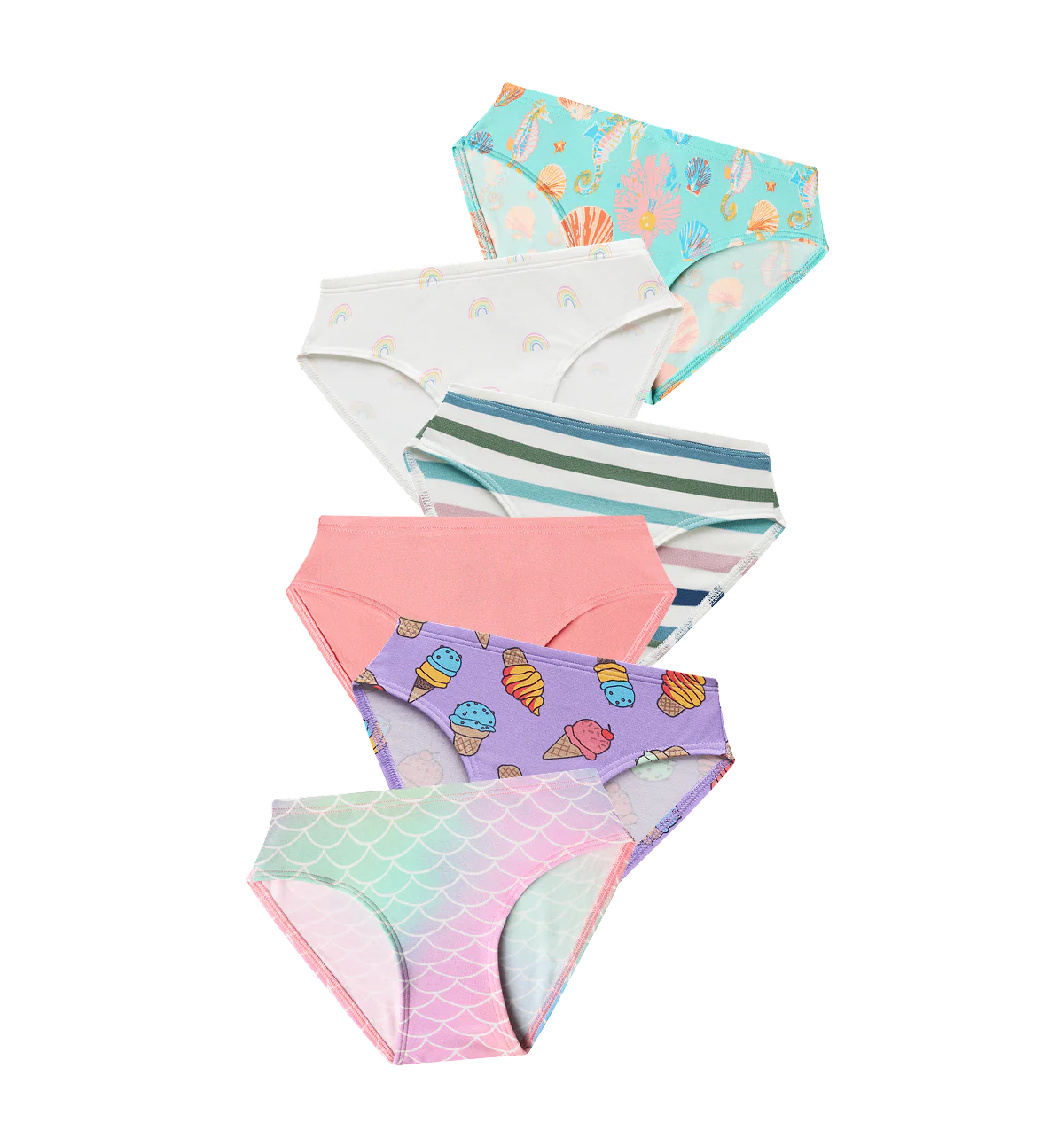 UltraModal™ Kids FeelFree Girls Bikini Brief 6-Pack | Fun in the Sun Pack