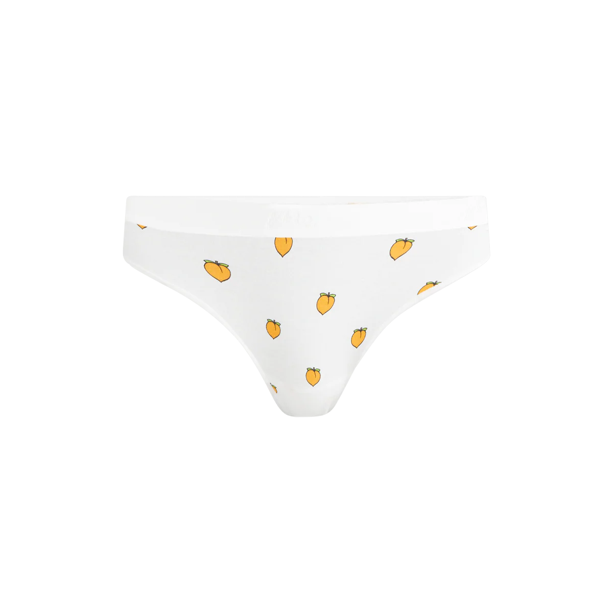 Stretch Cotton Mid-Rise Thong | Peaches