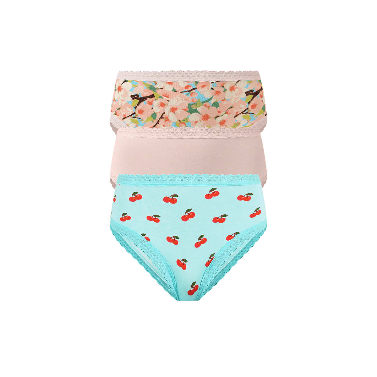 UltraModal™ Lace High Waisted Cheeky Bikini 3-Pack | Cherry Blossom Pack