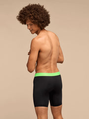 Breathe Long Boxer Brief w/ Fly | Black/Electric Lime