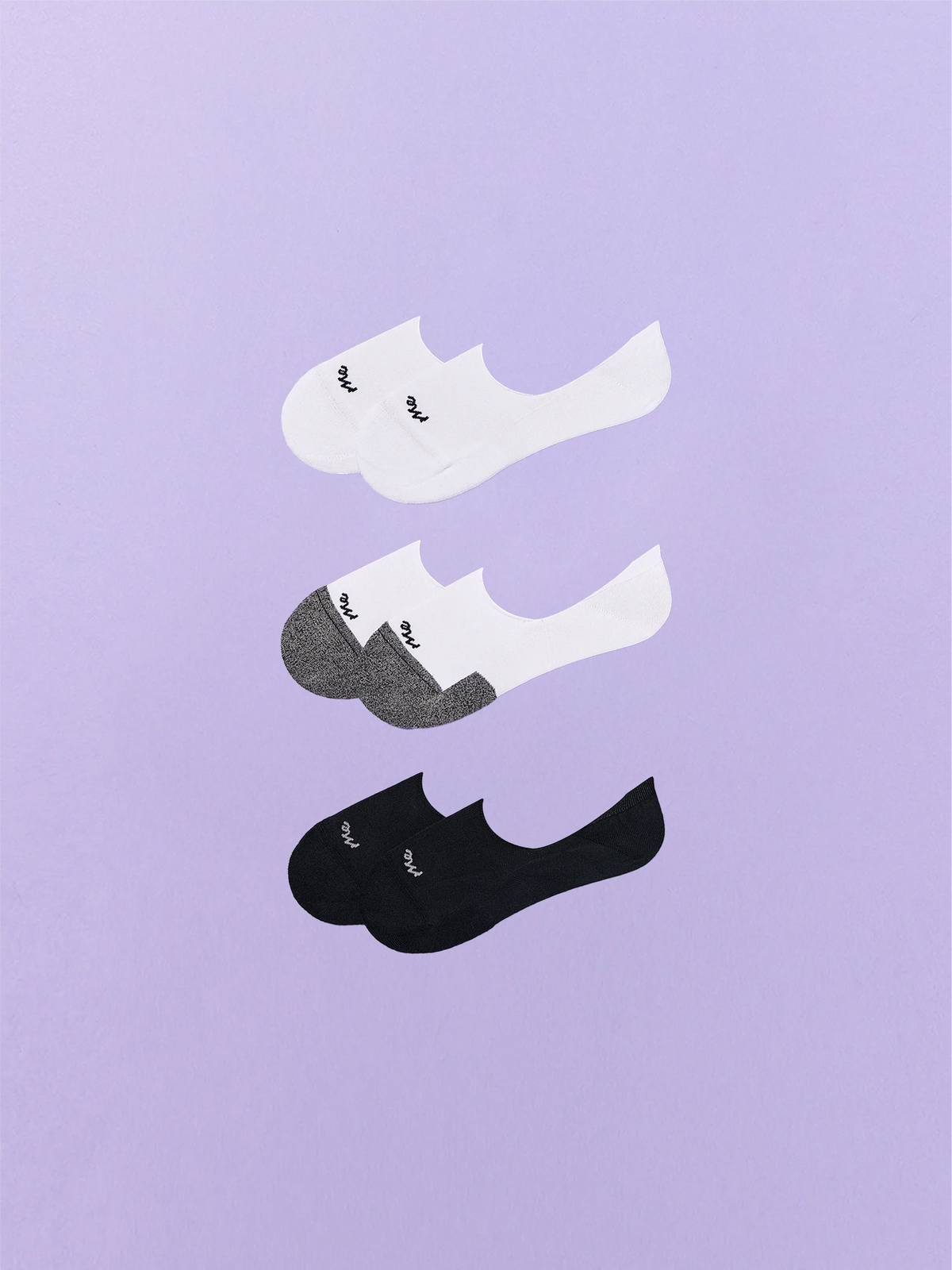 Essential No Show Sock 3-Pack | White/White Stripe/Black Pack