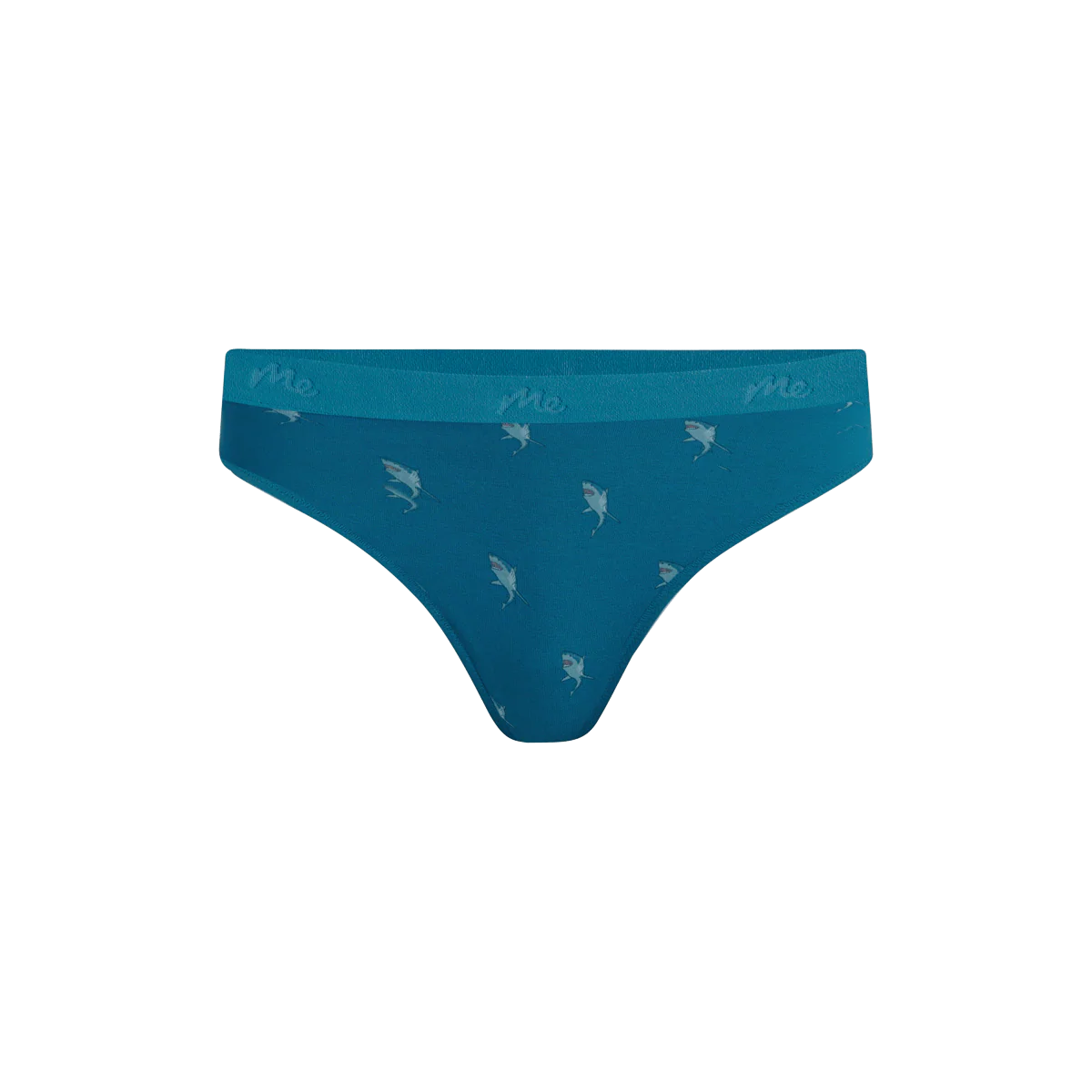 Stretch Cotton Mid-Rise Thong | Shark