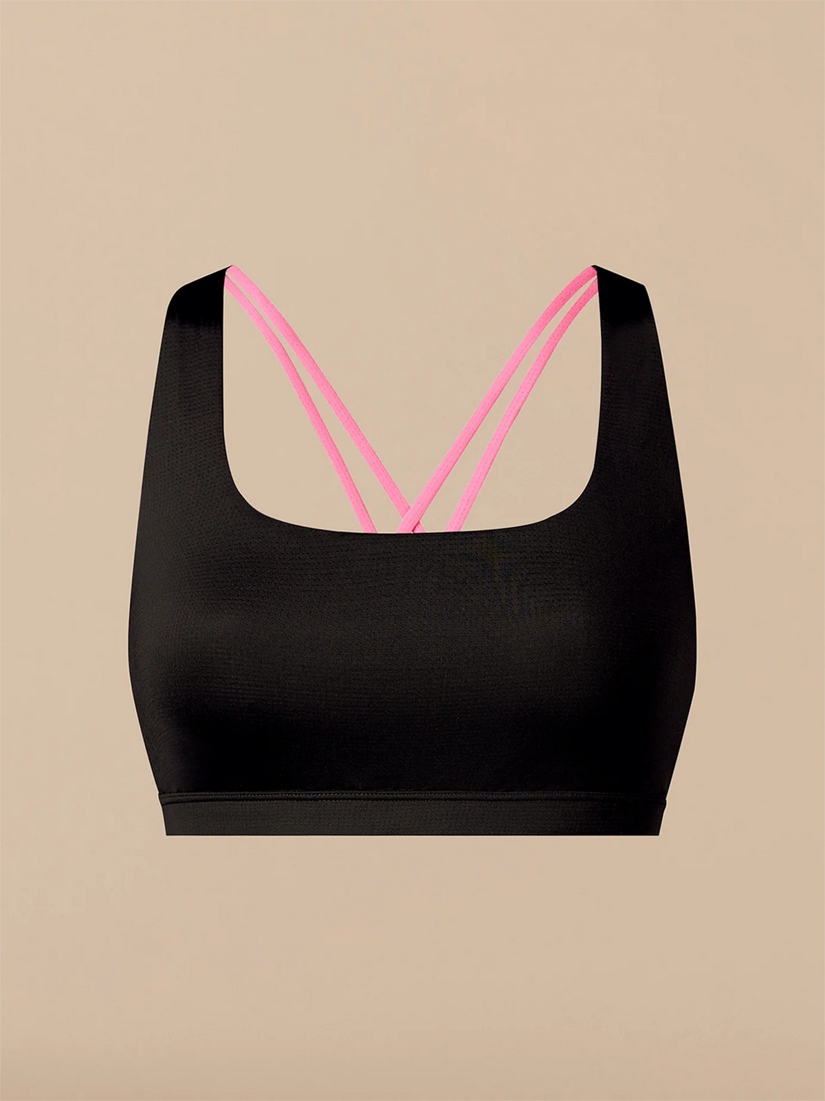 Breathe Strappy Back Bralette | Black/Knockout Pink