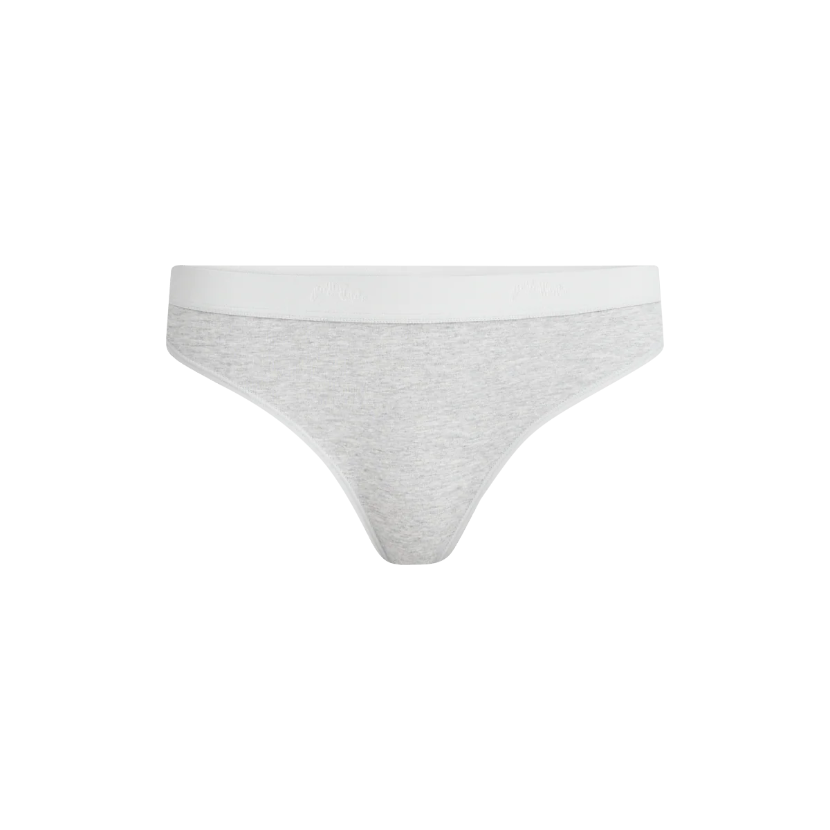 Stretch Cotton Mid-Rise Thong | Heather Grey