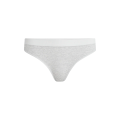 Stretch Cotton Mid-Rise Thong | Heather Grey
