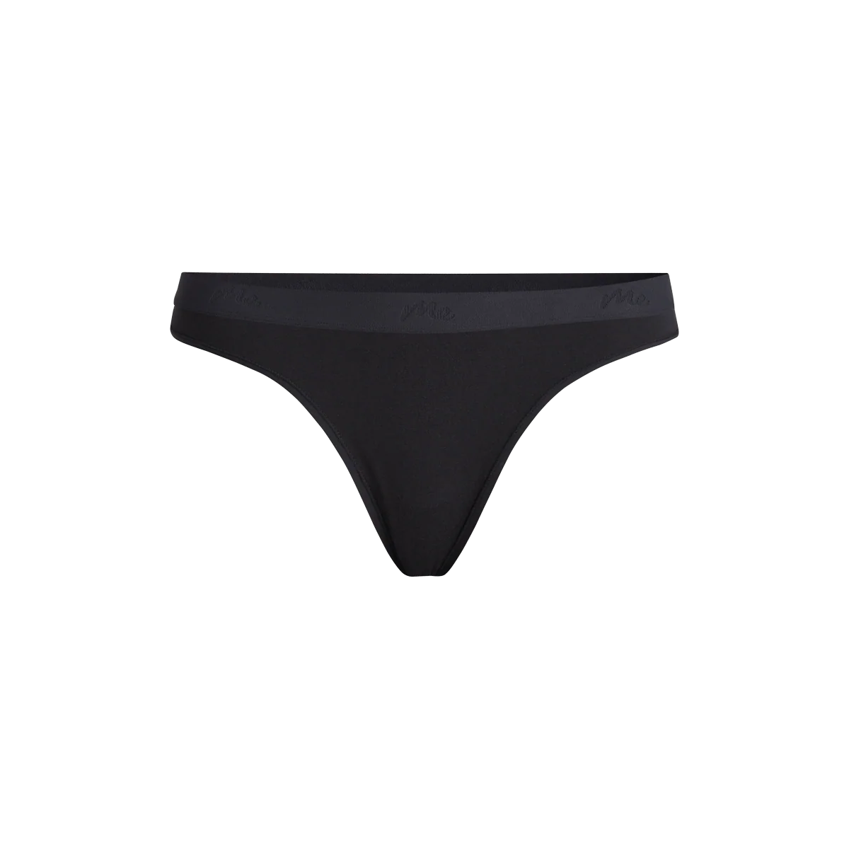 Stretch Cotton Mid-Rise Thong | Black