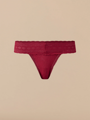 All Over Lace Low-Rise Thong | Cabernet Zebra
