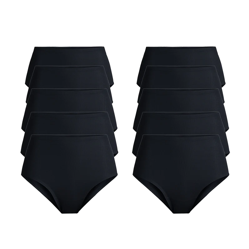 MoveMe High-Waisted Cheeky 10-Pack | Black