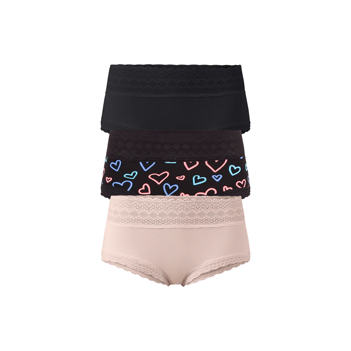 UltraModal™ Lace Hipster 3-Pack | Electric Hearts Pack