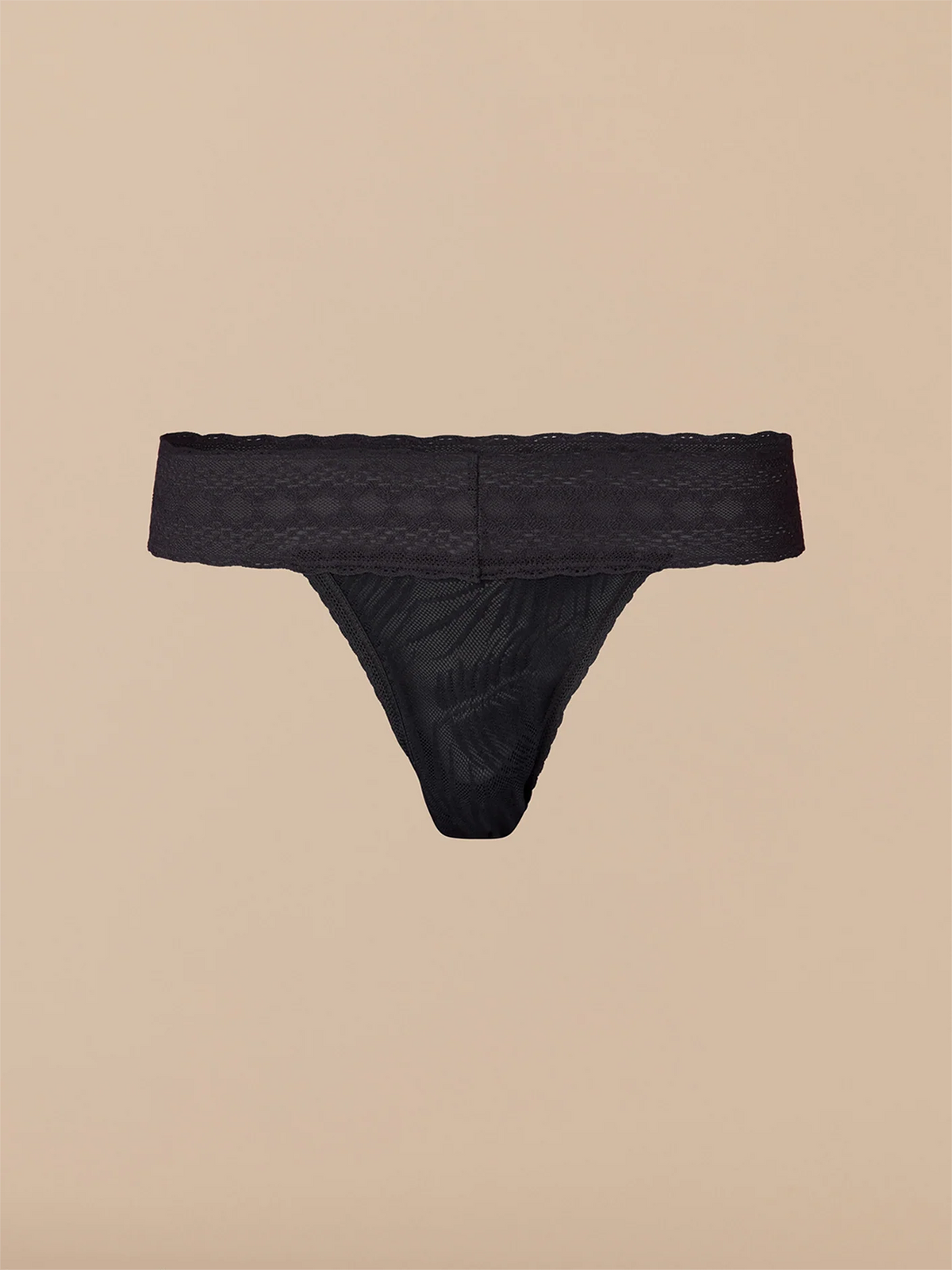 All Over Lace Low-Rise Thong | Black Feather