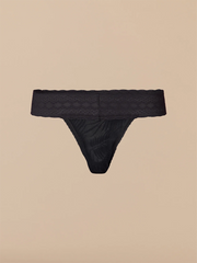 All Over Lace Low-Rise Thong | Black Feather