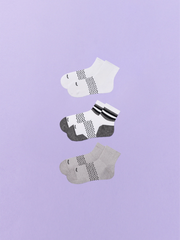 Essential Quarter Sock 3-Pack | White/Heather Grey/White Stripe Pack