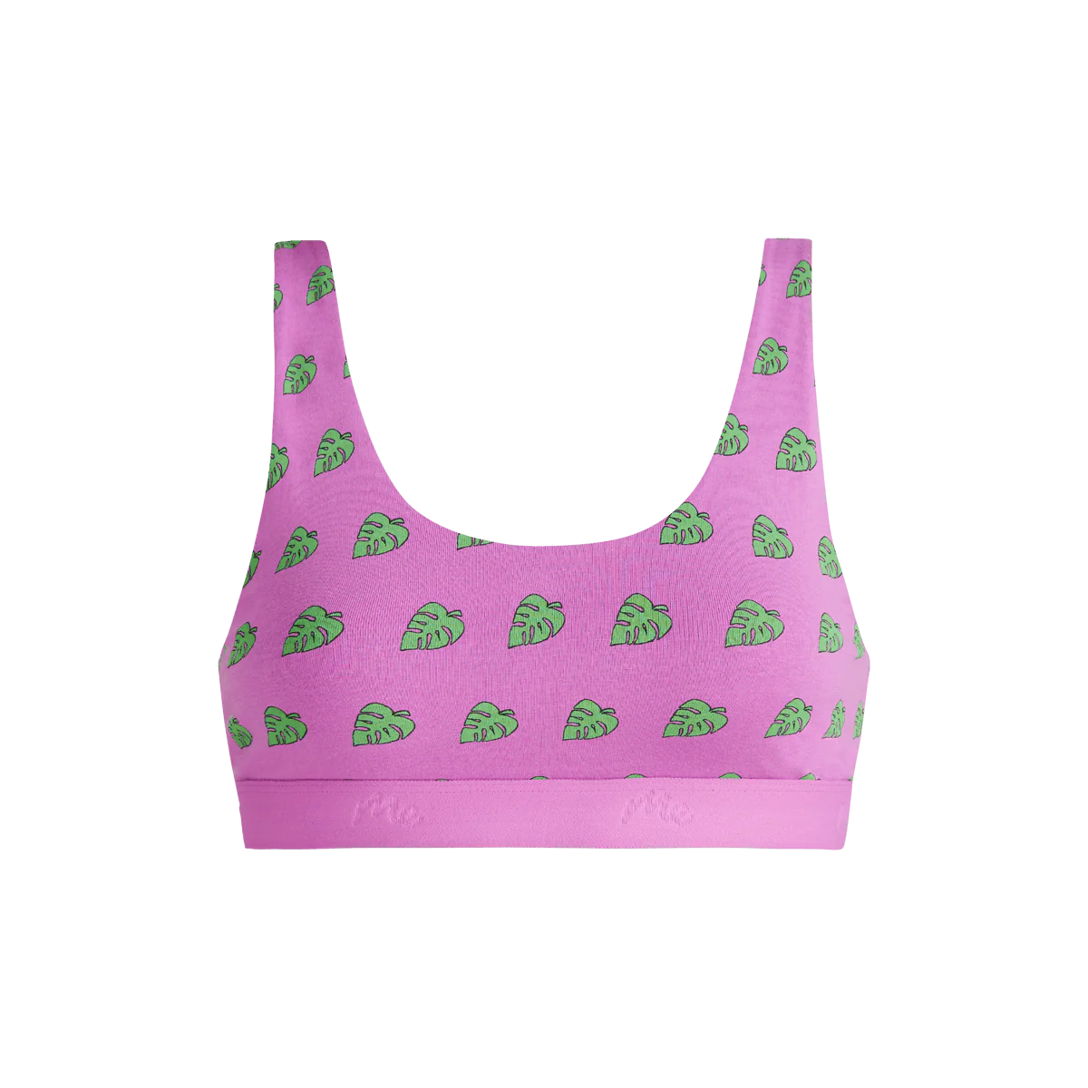 Stretch Cotton Scoop Bralette | Monstera Leaf