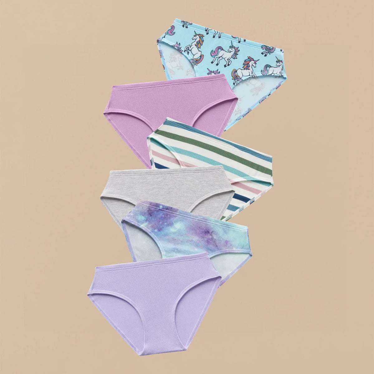 UltraModal™ Kids FeelFree Girls Bikini Brief 6-Pack | Sparkle Stripe Pack