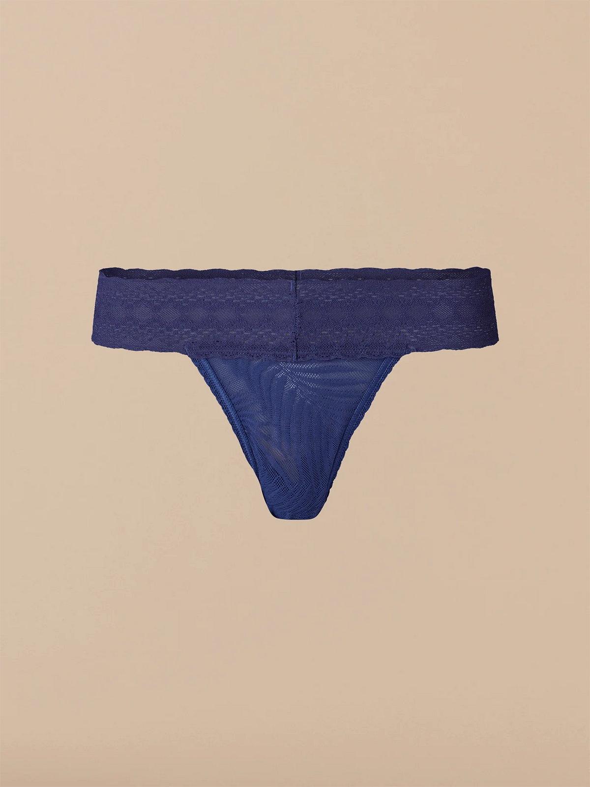 All Over Lace Low-Rise Thong | Navy Feather