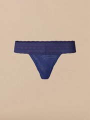 All Over Lace Low-Rise Thong | Navy Feather