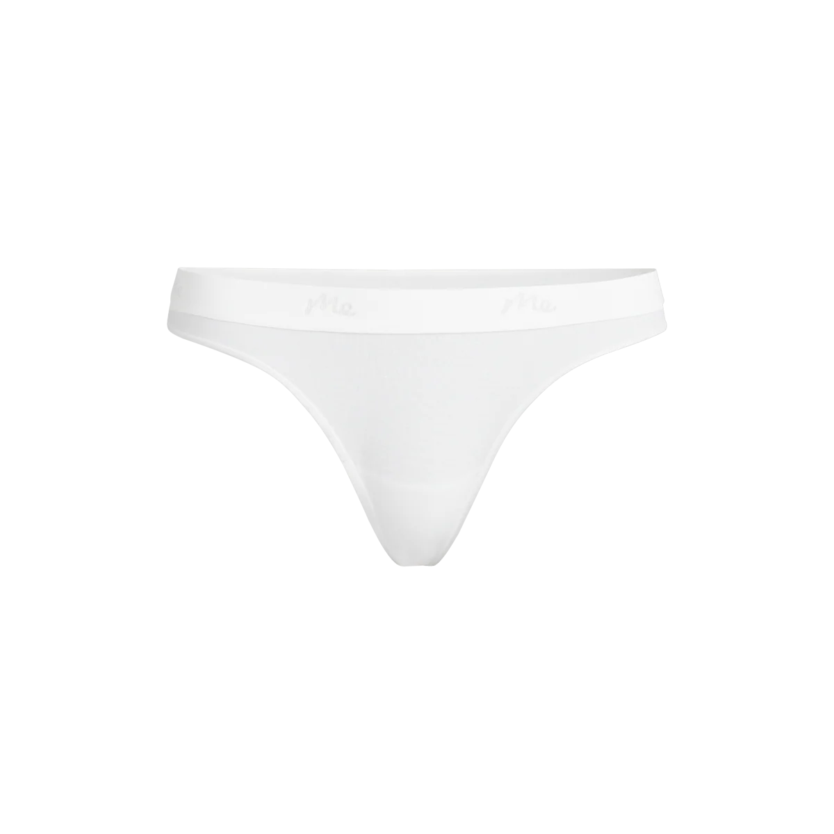 Stretch Cotton Mid-Rise Thong | White