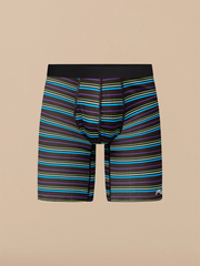 Breathe Long Boxer Brief w/ Fly | Blue Light Stripes