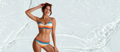 Mid-Rise Bikini Swim Bottom  | Pool Stripes