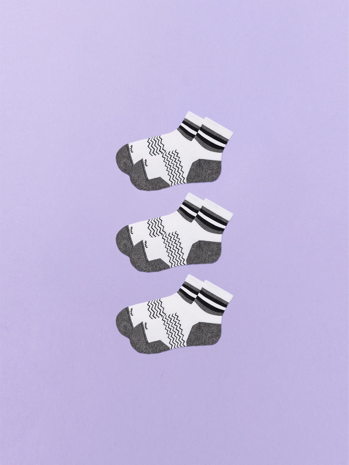 Essential Quarter Sock 3-Pack | White Stripe Pack