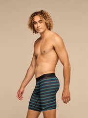 Breathe Long Boxer Brief w/ Fly | Blue Light Stripes