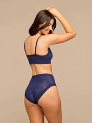 All Over Lace High-Waist Brief | Fiery Coral